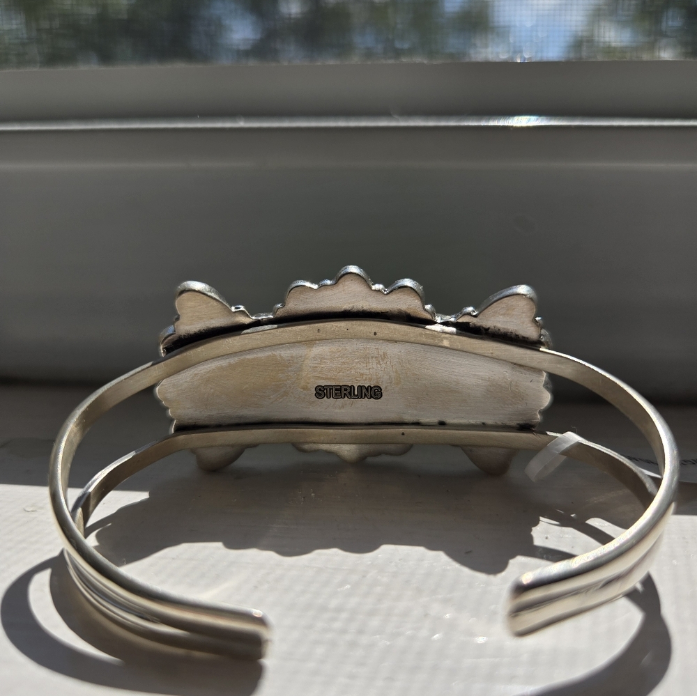 Sterling Silver And Green Mojave Turqoise Southwestern Bracelet - Picture 5 of 7